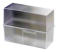 HAN 975-63, Card index box A5 landscape. Innovative, attractive design holds a maximum of 500 cards with steel hinge, translucent clear - various colours to choose from