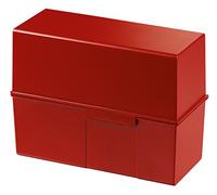 HAN Index Card Box DIN A5 Landscape for 450 Cards with Steel Hinge, Red, 975-17