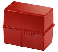 HAN 976-17, Card index box A6 landscape. Innovative, attractive design holds a maximum of 400 cards with steel hinge, red - various colours to choose from
