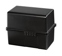 HAN 978-13, Card index box A8 landscape. Innovative, attractive design for 200 cards with steel hinge, supplied with 100 record cards and A-Z guide cards, black