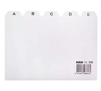 HAN 986, Tab A - Z, A6 landscape, 25 pcs. Guide cards for card index boxes and trays, grey