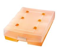 HAN 9987-613, CROCO-DUO archive box, for 2,200 cards A8 withA-Z guide cards dividers and 8 support plates, translucent orange