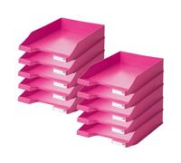 HAN Classic Letter Tray, 10 Pieces, Modern and Stackable Tray for documents up to DIN A4/C4, 1027-X-56, Trend Colour Pink