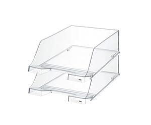 HAN Classic XXL Letter Tray - 2 Pieces, High Quality and Extra High Letter Tray Modern, Chic and High Gloss, Transparent Crystal Clear, 1047-23