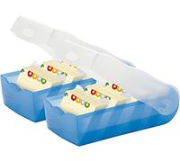 Han Croco Index Card Box DIN A8 Landscape, With 100 Cards with 5 Support Plates, 2er Set | transluzent-blau, 1