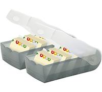 Han Croco Index Card Box DIN A8 Landscape, With 100 Cards with 5 Support Plates, 2er Set | transluzent grau, 1