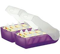 Han Croco Index Card Box DIN A8 Landscape, With 100 Cards with 5 Support Plates, 2er Set | transluzent lila, 1