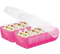 Han Croco Index Card Box DIN A8 Landscape, With 100 Cards with 5 Support Plates, 2er Set | transluzent pink, 1