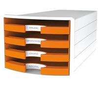 Han IMPULS 1013-51 Drawer Box in Stackable Sorting Tray with 4 Large Open Drawers for DIN A4/C4/ Includes Labelling Labels 280 x 367 x 253 mm Trend Colour orange