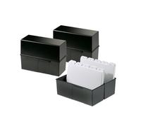 HAN Index Card Box DIN A5 Landscape for 500 Cards with Steel Hinge Black 975-13