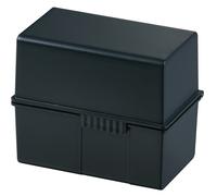 HAN 977-13, Card index box A7 landscape. Innovative, attractive design holds a maximum of 300 cards with steel hinge, black - various colours to choose from