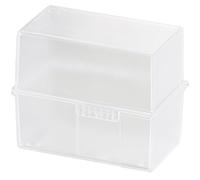 HAN Index Card Box DIN A8 Landscape Innovative Flash Card File Modern Design for 200 Index Cards with Steel Hinge Includes 100 Cards and A-Z Index 979-63 Translucent Clear