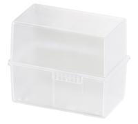 HAN Index Card Box DIN A8 Landscape Innovative Flash Card File Modern Design for 200 Index Cards with Steel Hinge Includes 100 Cards and A-Z Index 979-63 Translucent Clear