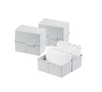 HAN Index File Box DIN A6 Landscape - Innovative, Attractive Design for 400 Index Cards with Steel Hinge and Snap Closure, Light Grey, 976-11, Pack of 3