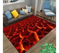HAN MAN XIU 3D Volcanic Lava Pattern Rug for Living Room, Bedroom, Balcony, Kitchen - Non-Slip Mat & Home Doormat