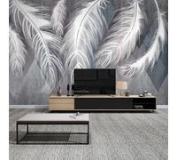 HAN MAN XIU 3D Wallpaper Abstract Gray Feather wall Painting Living Room Sofa Background Home Decoration wall Art