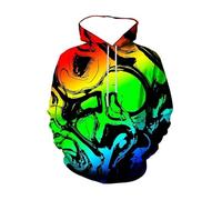 HAN MAN XIU Autumn/Winter 3D Printed Colourful Abstract Style Print Casual Hooded Sweatshirt for Boys and Girls