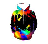 HAN MAN XIU Autumn/Winter 3D Printed Colourful Abstract Style Print Casual Hooded Sweatshirt for Boys and Girls