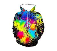 HAN MAN XIU Autumn/Winter 3D Printed Colourful Abstract Style Print Casual Hooded Sweatshirt for Boys and Girls