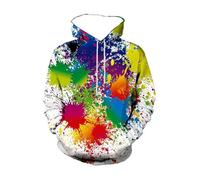 HAN MAN XIU Autumn/Winter 3D Printed Colourful Abstract Style Print Casual Hooded Sweatshirt for Boys and Girls