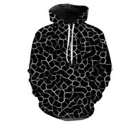 HAN MAN XIU Black Lightning Pattern 3D Printed Hoodie Irregular Stripes Boys' Girls' Streetwear Top