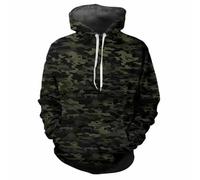 HAN MAN XIU Camouflage Print Hooded Sweatshirt for Boys and Girls - Relaxed Fit Long Sleeve Top