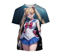 HAN MAN XIU Cartoon Maiden Warrior 3D printed T-shirt summer boys and girls casual loose round neck short sleeve top Short Sleeve Tops