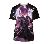 HAN MAN XIU Cartoon Maiden Warrior 3D Printed T-shirt Summer Boys and Girls Casual Loose Round Neck Short Sleeve Tops