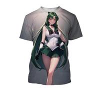 HAN MAN XIU Cartoon Maiden Warrior 3D Printed T-shirt Summer Boys and Girls Casual Loose Round Neck Short Sleeve Tops
