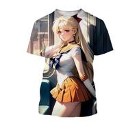 HAN MAN XIU Cartoon Maiden Warrior 3D printed T-shirt summer boys and girls casual loose round neck short sleeve tops