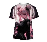 HAN MAN XIU Cartoon Maiden Warrior 3D Printed T-shirt Summer Boys and Girls Casual Loose Round Neck Short Sleeve Tops