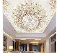 HAN MAN XIU Ceiling 3D Wallpaper Classical Flower Carving Mural Living Room Bedroom Ceiling Decorative Art wall Covering