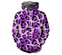 HAN MAN XIU Classic Leopard Print 3D Hoodie for Boys and Girls Autumn Pullover Long-Sleeved Sweatshirt