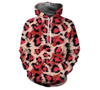 HAN MAN XIU Classic Leopard Print 3D Hoodie for Boys and Girls Autumn Pullover Long-Sleeved Sweatshirt