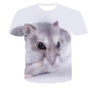 HAN MAN XIU Cute hamster animal pattern 3D printed T-shirt men women casual loose round neck short sleeve tops in summer T-shirt men women casual loose round neck short sleeve top