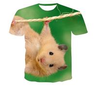 HAN MAN XIU Cute hamster animal pattern 3D printed T-shirt men women casual loose round neck short sleeve tops