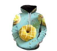 HAN MAN XIU Fun 3D-Printed Lollipop, Donut, and Bread Hooded Sweatshirts for Men and Women in Streetwear Style