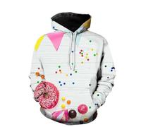 HAN MAN XIU Fun 3D-Printed Lollipop, Donut, and Bread Hooded Sweatshirts for Men and Women in Streetwear Style