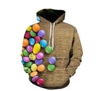 HAN MAN XIU Fun 3D-Printed Lollipop Donut Bread Hooded Sweatshirts for Men and Women in Street Style