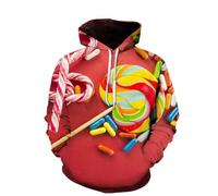 HAN MAN XIU Fun 3D-Printed Lollipop Donut Bread Hooded Sweatshirts for Men and Women in Street Style