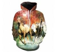 HAN MAN XIU Fun and Adorable Animal Pattern Black and White Horse 3D Printed Hoodie for Men and Women