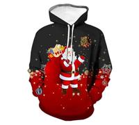 HAN MAN XIU Fun Christmas Pattern Printed Hoodie Men's Women's Casual Oversized Sweatshirt Clothing