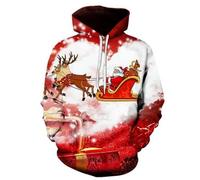 HAN MAN XIU Fun Christmas Pattern Printed Hoodies for Men and Women - Casual Oversized Sweatshirts