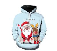 HAN MAN XIU Fun Christmas Pattern Printed Hoodies for Men and Women - Casual Oversized Sweatshirts