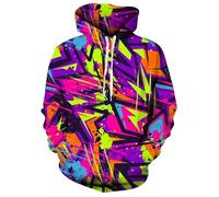 HAN MAN XIU Fun Graffiti Hoodie 3D Printed Men's and Women's Casual Oversized Sweatshirt