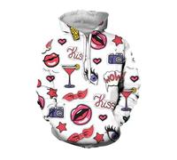 HAN MAN XIU Fun Graffiti Hoodie 3D Printed Men's Women's Casual Oversized Sweatshirt Hoodie