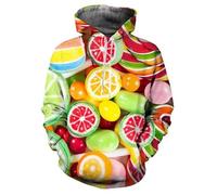 HAN MAN XIU Funky Colourful Candy 3D Printed Gummy Hoodie Boys Girls Personalised Long Sleeve Streetwear Sweatshirt