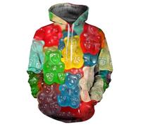 HAN MAN XIU Funky Colourful Candy 3D Printed Gummy Hoodie Boys Girls Personalised Long Sleeve Streetwear Sweatshirt