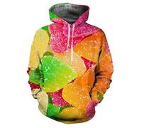 HAN MAN XIU Funky Colourful Candy 3D Printed Gummy Hoodie for Boys and Girls - Personalised Long-Sleeved Streetwear Sweatshirt