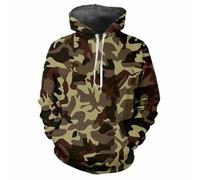 HAN MAN XIU Jungle Camouflage 3D Printed Hooded Sweatshirt - Men's & Women's Loose-Fit Casual Outdoor Sports Long-Sleeved Hoodie